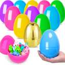 MGparty 12 Pcs 6 Inch Easter Eggs Fillable Large Plastic Easter Eggs with 2 Golden Eggs, Jumbo Empty Eggs for Easter Egg Hunt Basket Stuffers Party Favors Classroom Prizes and Easter Decorations