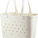 Zaodi Beach Tote Bag, Waterproof Sandproof Rubber Beach Tote Bags For Women | Lightweight, Durable, Reusable, Beach Bag For Summer Pool Travel Grocery Shopping Picnics Sports, Cream Large