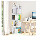 Rotating Bookshelf Tower, 360 Display Spinning Bookshelf, PVC Narrow Book Shelf Organizer, Corner Floor Standing Bookcase for Bedroom, Living Room, Study Room, Small Space (4 Tier)