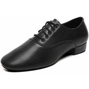 Men's Ballroom Dance Shoes Black Leather Sole Tango Salsa Latin Character Shoe Size M8