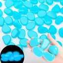 Landical 100 Pcs Large Glow in The Dark Rocks Pebbles Outdoor Fish Tank Rocks Aquarium Gravel Luminous Stones for Walkway Succulent Plant Halloween Decor (Light Blue,1.8 Inch)