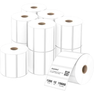 Compatible 3" x 1" Direct Thermal Labes Replacement for Barcodes Postage Address Shipping Compatible with Rollo & Zebra Desktop Printers Adhesive & Perforated (12 Rolls, 1300 Labels/Roll)