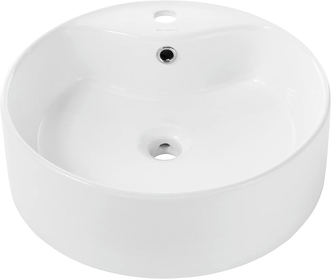 Monaco Round Vessel Sink with Faucet Mount, 18.125 x 8.125 x 4.7 inches