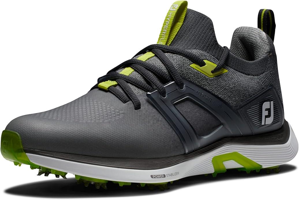 FootJoy Hyperflex Golf Shoes - Charcoal/Grey/Lime, Size 11