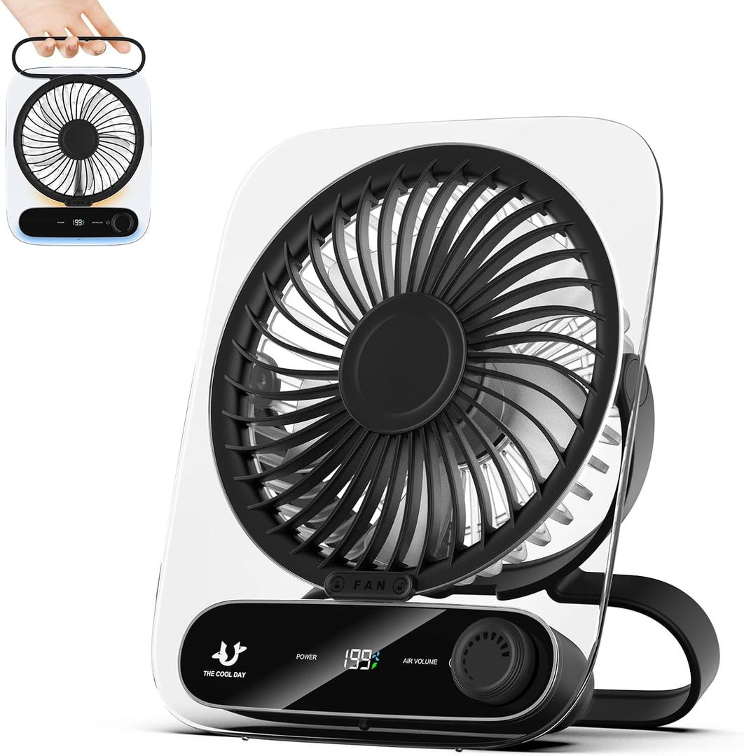 Simpeak Desk Fan Usb Rechargeable Fan, 199 Speed Portable Travel Fan, Operated 3-10 Hours, Silent Personal Small Table Fans for Bedroom Office Summer Outdoor (Black)