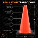 Xpose Safety 18 Inch Orange Traffic Cones, 12-Pack - Multipurpose PVC Plastic Safety Cone for Parking, Soccer, Caution, Kids and Construction - DOT Approved