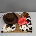 Kids Western Rodeo Cowboy or Cowgirl Classic Costume Set - Vest, Brown Hat, Bandanna, XL