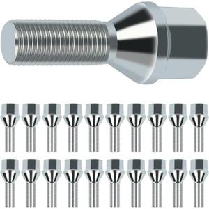 SCITOO M12x1.25 Wheel Lug Bolt 12x1.25 Lug Nut Bolts 20 Pcs Silver Shank Length 28mm Compatible for Jeep Compass for Renegade for Cherokee, for Fiat, for Chrysler 200, for Dodge Dart