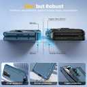 Caka for Samsung Galaxy Z Fold 6 Case [Thinner S Pen Holder] [Hidden Kickstand] [Hinge Protection] [Screen Protector] Shockproof Hard Phone Cover with Anti-Slip Textured for Fold6 - Privacy Blue