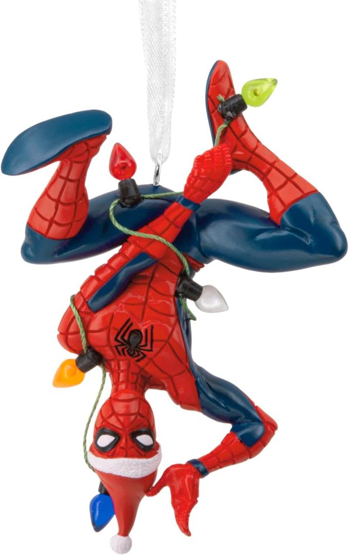 Hallmark Marvel Spider-Man Hanging from Lights Christmas Ornament, Gifts for Marvel Fans