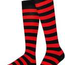 Mysocks Unisex Knee High Stripe Socks (8-11, Stripe Red and Black)