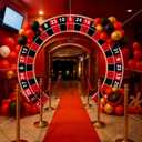 Moukeren Large Casino Night Party Decorations Casino Night Porch Entryway Banner Roulette Backdrop Decor Vegas Party Favor Hanging Door Banner Photo Background for Vegas Poker Dice Birthday Decor