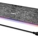 SOULION R100 Bluetooth Computer Speakers with Dynamic LED Light, USB Plug & Play PC Speakers with Switch Button, Clearly Sound Soundbar for Desktop Laptop Monitor(USB-C to USB Adapter Included) (Black)