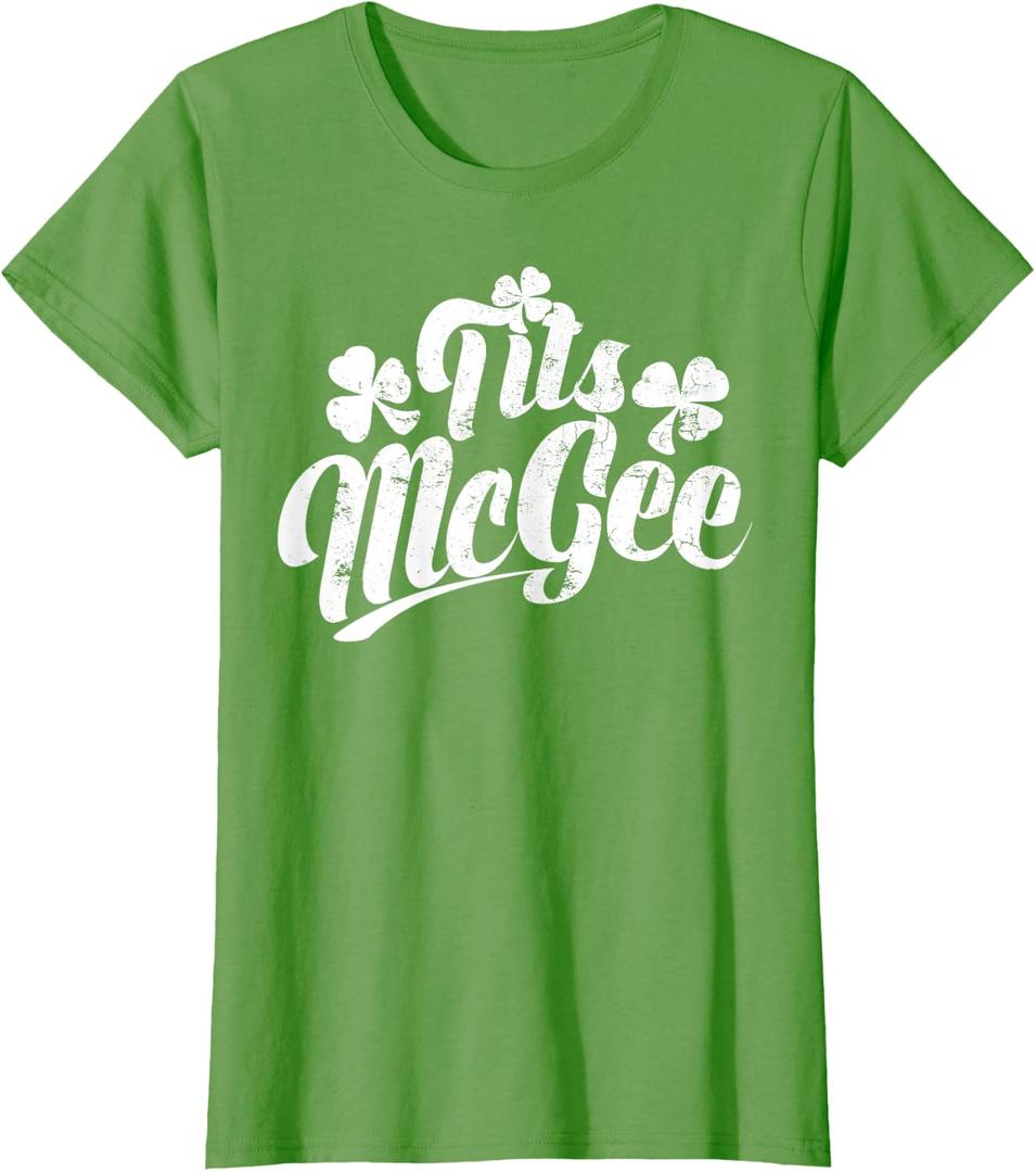 Tits McGee Vintage St. Patrick's Day Funny Shamrocks Retro T-Shirt XS