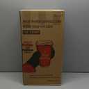 100 Pack 16 oz Christmas Disposable Coffee Cups with Snap-on Lids - for Hot or Cold Drinks, Paper Coffee Cups for Xmas Holiday Table Decorations Party Supplies, 5 Assorted Christmas Styles