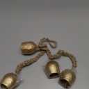 Iron Wrought Bell Chime Handmade Brass Finish Wall Hanging Rope 4 Bell