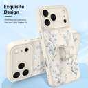 KANGHAR Compatible with iPhone 17 Pro Max Case, Support for MagSafe, Silicone Cute Pattern Floral Flower Design, Wristband Kickstand Shockproof Soft Bumper Protective Cover for Girls Women, White
