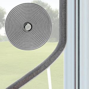 33 Ft Weather Stripping Door Seal. Self-Adhesive Soundproofing Weather Stripping for Sliding Windows and Door Frames, 0.35" Wide x 0.2" Thick, Gray