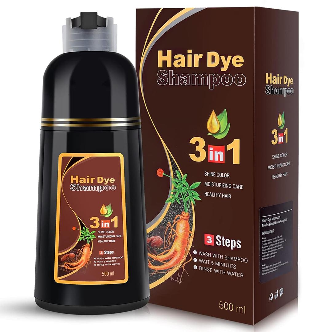 IIIMEIDU Hair Dye Shampoo 3 in 1 for Gray Hair, Herbal Ingredients Shampoo Burgundy Dye for Women Men, Grey Coverage 500ml 1