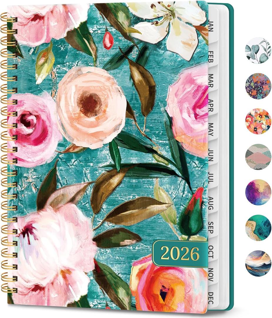 2 x 2026 Planner, Weekly and Monthly Calendar Planner Book, January 2026 - December 2026, Hardcover Spiral Planner with Monthly Tabs, Notes Pages, Perfect for Women & Men, A5 (6.4" x 8.5") - Oil