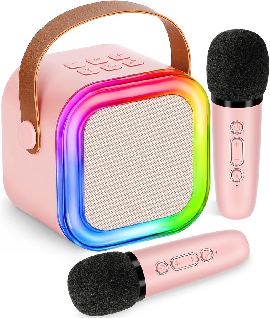 Mini Karaoke Machine for Kids,Girl Toys,Karaoke Microphone Wireless for Kids,Gifts for 4,5,6,7,8,9,10 Year Old Girl Toys (Pink)