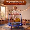 Happin 36'' Toddler Trampoline Indoor, Foldable Mini Trampoline for Kids Ages 2-6, ASTM Certified, Adjustable Handle, Safety Pad for Indoor & Outdoor, Baby Trampolines, for Boy & Girl