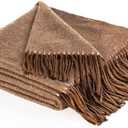 spencer & whitney Bed Blanket Wool Throw Blanket 70% Wool 30% Viscose Brown Soft Wool Blanket Twin Throw Blanket for Bed  (Brown(50x69inch))