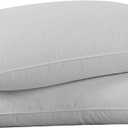 puredown Goose Feathers Down Pillows - Queen Size Bed Sleeping Hotel Collection Pillows Set of 2 with 100% Cotton Cover, Grey