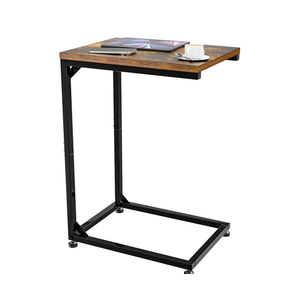 Simple Trending C Shaped End Table for Couch, Small Side Table TV Tray Table with Metal Frame for Living Room, Bedroom, Rustic Brown