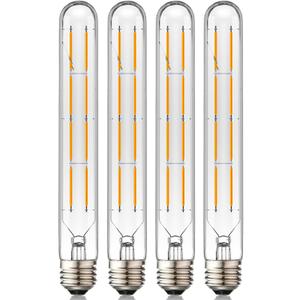 Dimmable 8W T10 LED Bulbs Warm White 2700K E26 8.9inch Long Tubular Light Bulb 75 Watt Vintage Edison LED Filament Bulb 800lm E26 Base Tube Bulb,Pack of 4