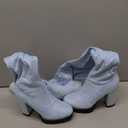 Allegra K Women's Platform Faux Fur Zipper Chunky Heel Sky Blue Over Knee Thigh High Boots 7 M US