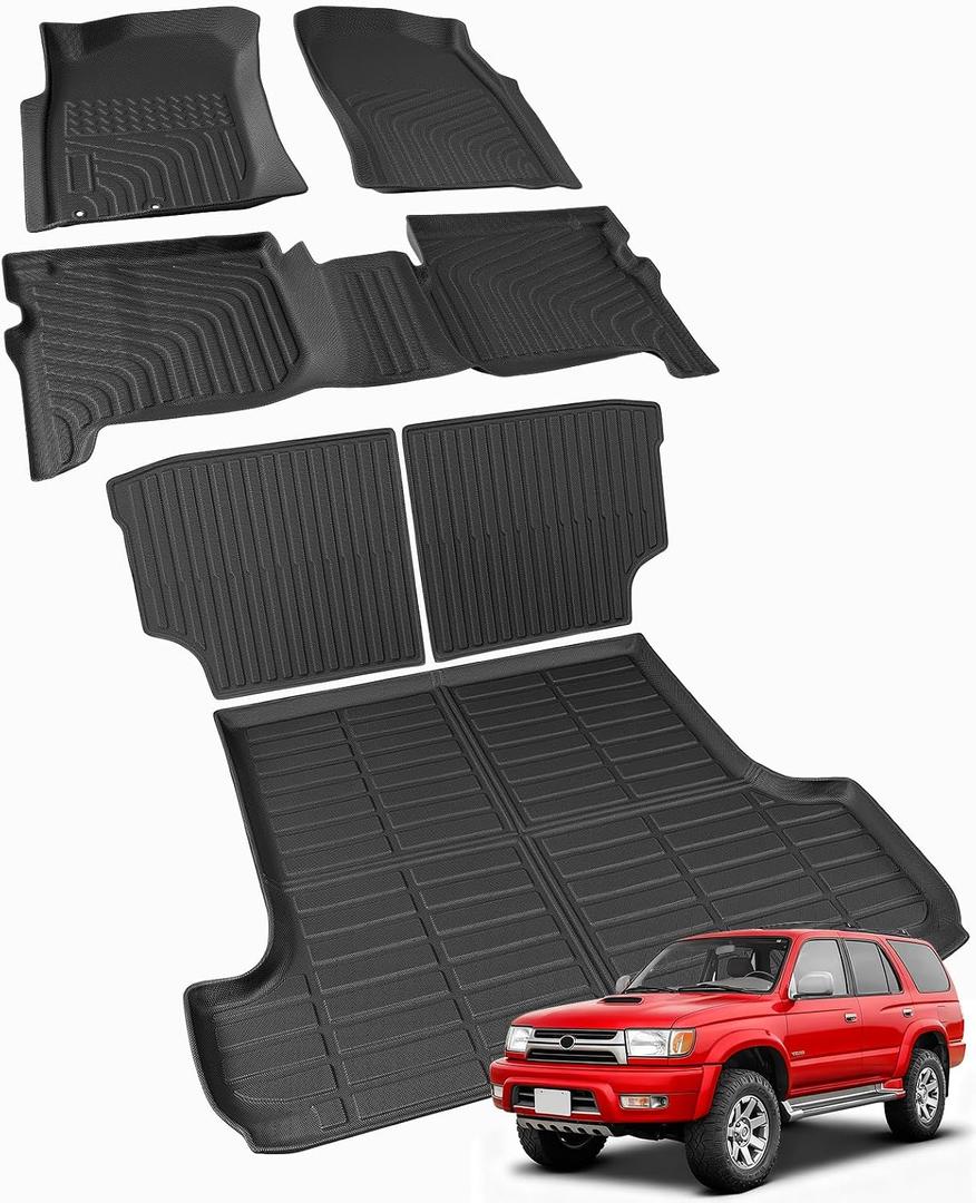 All-Weather Full Sets Car Floor Mats for Toyota 4Runner 1996-2002 with Trunk Mat & Backrest Mat, Cutsom Fit Full Protection for 3rd Gen 4 Runner Limited SR5 Base N180 SUV Accessories