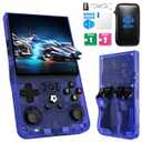 2025 New Upgrade R36MAX Retro Handheld Game Console with 64G Built-in 18000+ Classic Games, Portable Hand Held Open Source Linux System 4.0-in 4k HD IPS Screen Video Player (Blue-MAX 64GB)