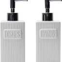 Ceramic Soap Dispenser Set, 2 Pack Kitchen and Bathroom Liquid Hand and Dish Soap Dispenser With Funnel, 10.5 Oz, Matte White