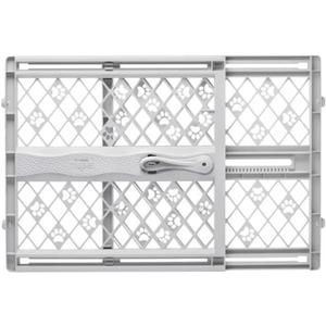 MYPET North States Paws Portable Pet Gate: 26-40" Wide. Pressure Mount. No tools needed. Made in USA. Dog Gate 23" Tall, Expandable, Durable Dog Gates for Doorways, Light Gray