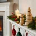 DN DECONATION Gold Tabletop Christmas Tree, Cone Trees Figurines for Xmas Decorations, Wooden-Like Resin Pine Tree Decor for Mantel, Desk, Shelves, TableCenterpieces Holiday Home Decor (Set of 2)