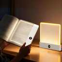 8.4" Rechargeable LED Flat Reading Light, 3 Color Modes Stepless Dimming Book Light with Timer, Eye-Care Brightness Adjustable Clear LED Reading Lamp for Bed, Study, Book Lovers, Dorm, Travel (white)