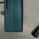 Strapurs Crossbody Wallet Case Compatible with Samsung Galaxy Z Fold 4 with RFID Blocking Card Holder & Pen Holder Slot Soft PU Leather Shoulder Strap Zipper Pocket Purse Fold 4 Phone Case, Blue Green