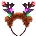 JOYIN Christmas Light Up Headband, Cute Reindeer Headband with LED Bulbs for Adult Kids Party Favor Supplies Xmas Accessories Christmas Holiday