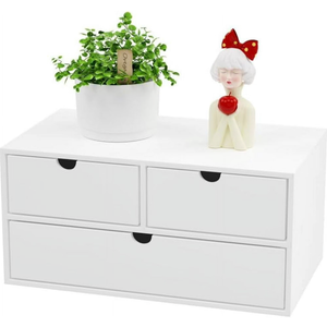 Wisuce Bamboo Desk Organizer  Mini Bamboo Desk Drawer Tabletop Cosmetic Storage Organization for Office or Home White