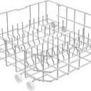 UPGRADED WD28X10384 Dishwasher Lower Rack Compatible with GE Dishwasher Rack Replacement Parts,WD28X10166 WD28X10309 GLD5660N00SS GLD4560R00SS Stainless Steel GE Dishwasher Bottom Rack with Wheel