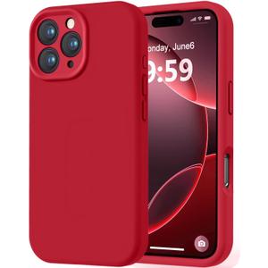 LOVE 3000 Designed for iPhone 16 Pro Case, Premium Silicone with [Soft Anti-Scratch Microfiber Lining] Shockproof Protective Phone Case for Men Women Girls 6.3", Red