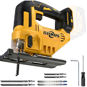 ELECMAPS 750W Cordless Jigsaw Power Saw 2700 SPM, Multi Tool Heads Included, For Wood Metal PVC Cutting, DIY Home Improvement & Professional Use, Compatible with Dewalt 20V Batteries (Tool Only)