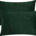 StangH Christmas Pillowcase for Decor, Velvet Pillow Covers with Zipper Closure, Soft Cozy Feeling for Sleeping, Queen Size (Dark Green, 20 x 30 inches) Pillow Cases Set of 2