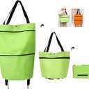 2 in 1 Foldable Shopping Cart, 2023 New Foldable Shoppings Bag Carts with Wheels, Portable Rolling Tote Shoppings Bags with Wheels, Waterproof Trolley Collapsible Grocery Shopping Tote Bag Cart