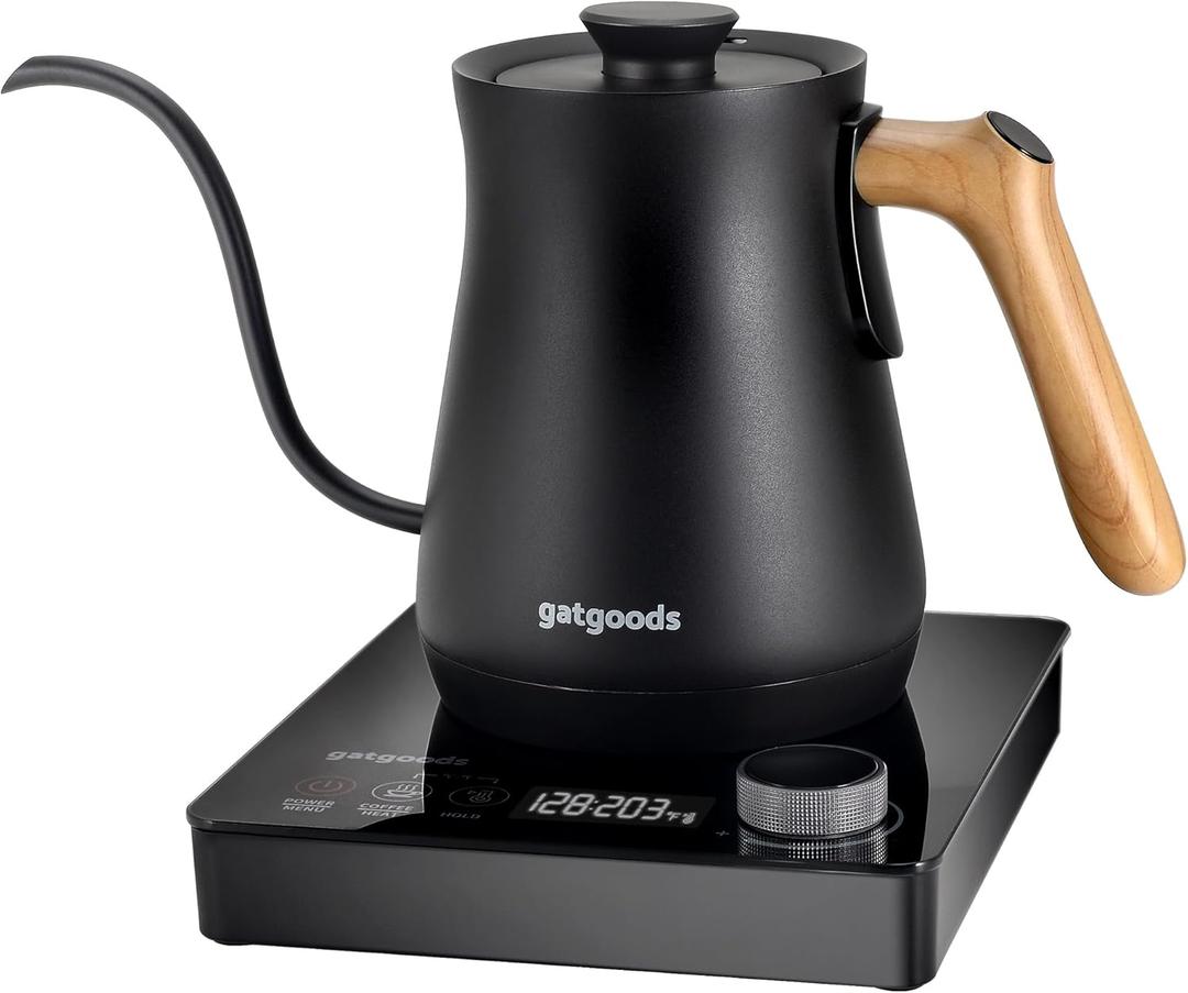 Electric Gooseneck Kettle  Precise Temperature Control, 1200W Fast Boil, Keep Warm Feature, Ideal for Pour-Over Coffee and Tea, 27oz Stainless Steel Interior