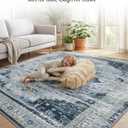 7x9 Area Rug for Living Room Non Slip Low Pile,Washable 9 x 7 Bohemian Area Rugs for Bedroom Indoor,7 Foot by 9 Foot Boho Ancient Gray Blue Mix Dining Room Carpet Modern,7'Ft x 9'Ft Office Desk Mat