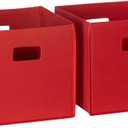 RiverRidge Folding Storage Bins with Handles Red Cube Storage Organizer for Closet, Bedroom & Playroom - Closet Organizers and Storage Set of 2