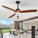 Lotsky Outdoor Motion Sensor LED Ceiling Fan with Light,3 Wood Blades,52", 52in