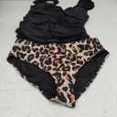 Aidonger Tankini Swimsuit for Women Tummy Control Two Piece Bathing Suit Ruched Ruffle Swimwear Top with Bottom XL, Black Leopard 